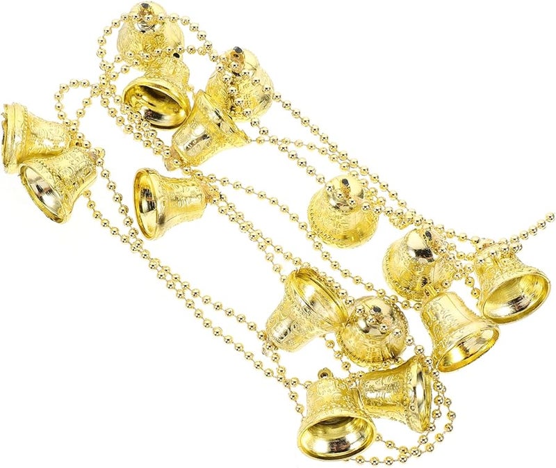 Golden Christmas Hanging Bells Ornaments 3pcs Set For Tree Holiday Decor Party Supplies - Image 1